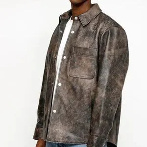 ジャケット・アウター Stussy Leather Overshirt LEATHER OVERSHIRT | Parallel